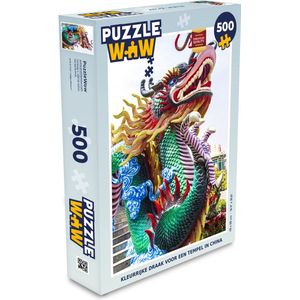 Puzzel Kleurrijke draak voor een tempel in China - Legpuzzel - Puzzel 500 stukjes