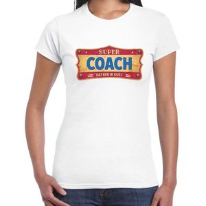 Vintage Super coach cadeau / kado t-shirt wit - voor dames -  coach / trainer - shirt / kleding - moederdag M