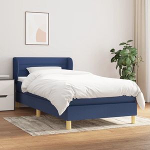 The Living Store Boxspringbed - Pocketvering - Duurzaam - Verstelbaar hoofdbord - Middelharde ondersteuning - Huidvriendelijk topmatras - Blauw - 150x200cm