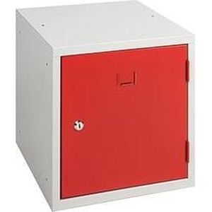 ABC Kantoormeubelen (set van 2 stuks) 1-deurs stapelbare lockerkast rood met cilinderslot met sleutel