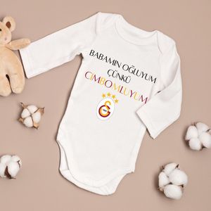 Baby romper met je favoriete turkse voetbalclubs Fenerbahce - Galatasaray - Besiktas - Trabzonspor - Maat 86 lange mouwen - Baby aankondiging