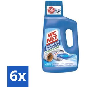 WC Net - Ontstopper - Afvoerbuizen onderhoud - Biologische Formule - 1L - Voordeelverpakking - 6 stuks