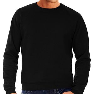 Grote maten sweater / sweatshirt trui zwart met ronde hals voor heren - zwarte - basic sweaters 3XL (58)