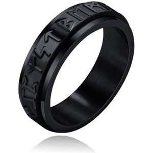 Mendes Viking Script Ring - Edelstaal Zwart-19mm