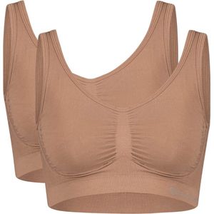 Comfortabel & Zijdezacht Bamboo Basics Nova - Bamboe BH (Multipack 2 stuks) Dames - Naadloos - Ondergoed - Tan - XXL