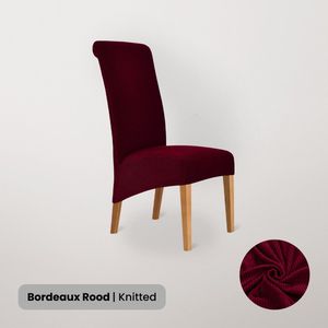 BankhoesDiscounter Knitted Hoge Rugleuning Stoelhoes – Bordeaux Rood – Eetkamer Stoelhoezen – Stoelhoezen Eetkamerstoelen – Stoelhoezen Stretch