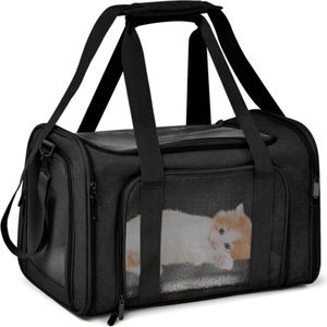 Avoir Avoir®- Zachte zijden rugzak draagtas voor honden - Ademende ruzak vervoer/transport - Geschikt voor kleine honden en katten - sportieve stijl - Handsfree dragen - 50x34x34cm - Zwart