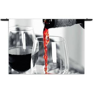 Velours Wandkleed Red Red Wine 02 Rechthoek Horizontaal XXL (130 X 180 CM) - Wandkleden - Met roedes