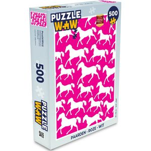 Puzzel Paarden - Roze - Wit - Meisjes - Kinderen - Meiden - Legpuzzel - Puzzel 500 stukjes