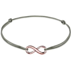 Elli Dames Armband dames met infinity symbool groen nylon lint in 925 sterling zilver verguld