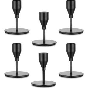 Kandelaar zwarte kaarsenhouder metalen kandelaars: set van 6 kaarsenhouders klein voor staafkaarsen moderne tafel decoratie staafkaarsenhouder tafeldecoratie woonkamer