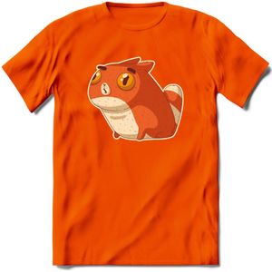 Silly cat T-Shirt Grappig | Dieren katten Kleding Kado Heren / Dames | Animal Skateboard Cadeau shirt - Oranje - 3XL