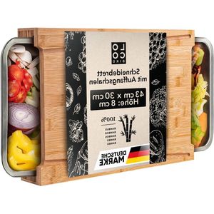 Premium Bamboe Snijplank met 2 Roestvrijstalen Opvangbakjes - Ideaal Keuken Gadget voor Koken - Set met Opvangbakjes - Keukenhulpje met Snijplank joseph joseph cutting board