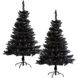 Kerstbomen/kunst kerstbomen - H150 cm - zwart - 2x stuks