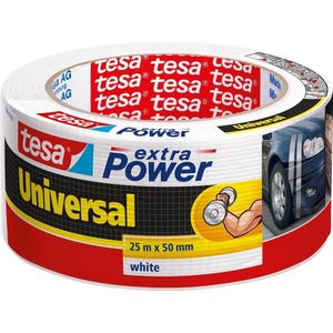 2x Tesa ducttape Extra Power universeel wit 25 mtr x 5 cm - Klusbenodigdheden - Tesa - Universele tape - Klustape - Ducttape - Reparatie tape - Witte tape op rol 25 meter