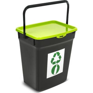 Plast Team Kunststof afvalbak met deksel 10L Afvalscheidingssysteem Recycling Prullenbak Afvalopvangbak - Groen