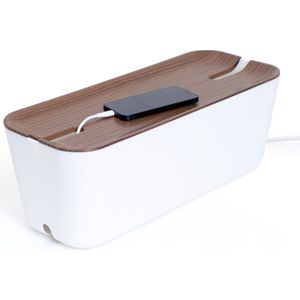 Bosign XL kabelbox Satijn Mat Donker Hout, kabelorganizer, opbergbox stekkerdoos, kabelmanagement, snoeren wegwerken - extra groot 45x18x17 cm