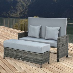 Poly Rattan Lounge Sofa Garden Oven Garden Lounger 2-zitter met kussenstoel