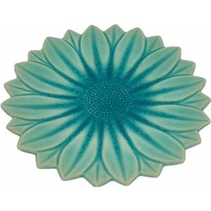 Bord - Presenteerschaal - Presenteerblad - Bloemvormige schaal - Handgemaakt en geschilderd - Turquoise - 27 cm ( 2 stuks)