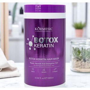 KORMESIC Botox Keratin Haarmasker – 1000ml | Professioneel Herstelmasker met Collageen & Keratine | Voor Droog, Beschadigd & Frizzy Haar | Glans & Voeding