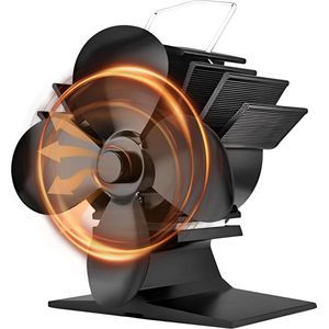 Stille 4-Blade warmteaangedreven kachelventilator voor hout/logbrander/open haard - Eco vriendelijke - Geruisloze bediening