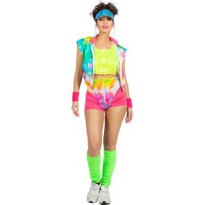 Wilbers & Wilbers - Jaren 80 & 90 Kostuum - Fitgirl Rollerskate Miami Beach Rosa - Vrouw - Multicolor - Maat 34 - Carnavalskleding - Verkleedkleding