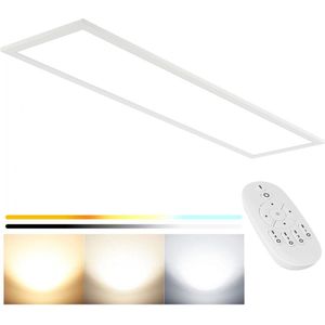 LED-plafondlamp Plat 30W Plafondlamp Dimbaar met afstandsbediening 2700-6500K Daglichtlamp 3000lm Kleurweergave-index (CRI) van Ra=80 LED-lampen Rechthoekig 100x25cm voor Badkamer Keuken Hal