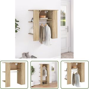 The Living Store Halmeubel 97,5x37x99 cm bewerkt hout sonoma eikenkleurig - Gangkast - Kast - Bergruimte - Houten Kast - Salontafel