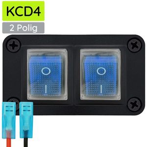 ProRide Wipschakelaar ON-OFF KCD4 - 2 Polig - 250V/16A - Inbouwpaneel 2-voudig - Met kabel en kapje - Blauw