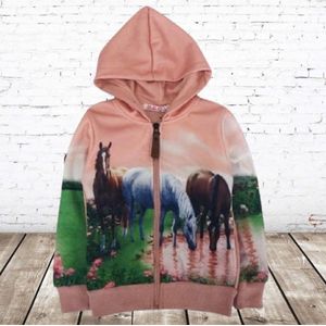 Sweatvest meisjes met paarden zacht roze -s&C-86/92-Meisjes vest