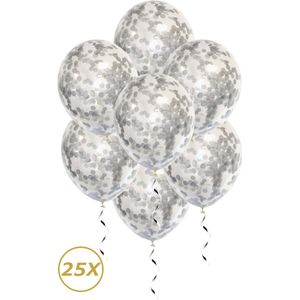 Zilveren Helium Ballonnen Confetti 2024 Happy New Year Versiering NYE Feest Versiering Ballon Zilver Papier - 25 Stuks