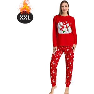 Nivard Kerst Pyjama - Dames - Kerstpyjama - Vrouwen - Slaapkleding Volwassenen - Set - Broek - Shirt - Christmas - Maat XXL
