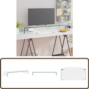 vidaXL TV-meubel - Monitorverhoger - Transparant glas TV-meubel - Tv Stand - Glas Meubilair - Modern Interieur - Living Room Decor