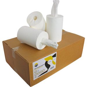 KURTT Mini handdoekrollen, Poetspapier - zonder koker - 120 meter - 1-laags - 12 papierrollen per verpakking - cellulose