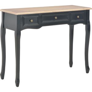 The Living Store Bijzettafeltje met 3 lades zwart - Bijzettafel - Salontafel - Houten Tafel - Zwarte Tafel - Kastje