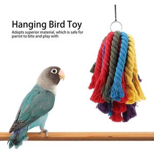 Birds Chewing Toy, kleurrijk hangend katoenen touw huisdier papegaai bijt shred speelgoed voeder zoeken schommelstangen parkieten kooi accessoires voor parkieten valkparkieten ara