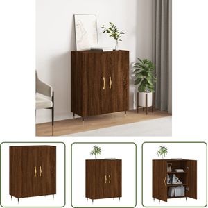 The Living Store Dressoir 69,5x34x90 cm bewerkt hout bruin eikenkleur - Dressoir - Houten Dressoir - Vintage Dressoir - Bruine Dressoir - Salontafel