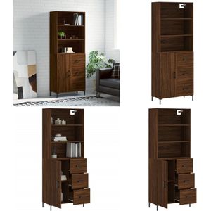 vidaXL Hoge kast 69,5x34x180 cm bewerkt hout bruin eikenkleur - Hoge Kast - Hoge Kasten - Dressoir - Buffetkast