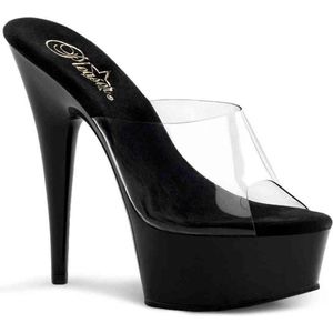 Pleaser - DELIGHT-601 Muiltjes met hak - US 11 - 41 Shoes - Zwart/Transparant