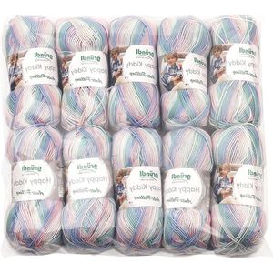 Brei en haakgaren - Happy Kiddy - 100% polyacryl - anti-pilling - 100 g - 250 m - naalddikte 4-5 - 10 x 100 g - pastelkleur