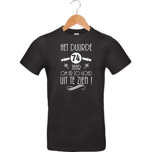 mijncadeautje - T-shirt unisex - zwart - verjaardag - Het duurde 74 jaar - maat M