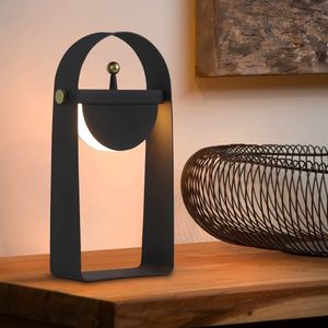 NETTLIFE Tafellamp LED - Zwart - draagbaar Nachtlampje - 3000K Warm Wit Licht - met oplaadfunctie - helderheid instelbaar - sfeerlicht op batterijen - voor Slaapkamer | Café | Camping | Woonkamer