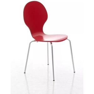 In And OutdoorMatch Bezoekersstoel Guiseppe - Stoel rood - Met rugleuning - Vergaderstoel - Zithoogte 45cm