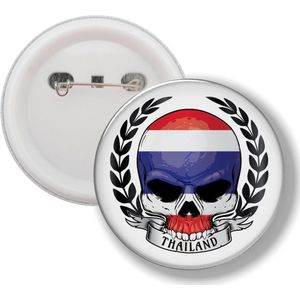 Button Met Speld - Schedel Vlag Thailand