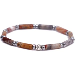 Fortuna Beads – Italia Crazy Agaat – Kralen Armband – Heren & Dames – Oranje – 16,5cm