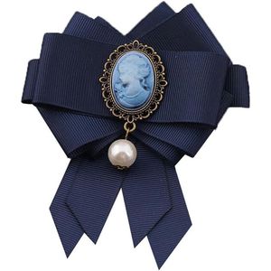 Grote Boog Lint Broche Victoriaanse Lady Cameo Faux Parel Dangle Pins Clip Tie Kraag Sieraden Mode Accessoires Voor Vrouwen Geschenken Lint Paarlemoer
