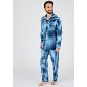 Damart - Pyjamahemd geborsteld flanel zuiver katoen - Heren - Blauw - L