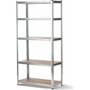 Stellingkast - Opbergrek - Magazijnstelling - 180x90x40cm - 5 planken - Max 875kg - 175kg per plank - Zilver