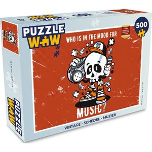 Puzzel Vintage - Schedel - Muziek - Legpuzzel - Puzzel 500 stukjes