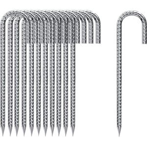 20 stuks verzinkte grondanker-haringen 30 cm J-vormige stabiele tentharingen voor trampoline bevestiging outdoor camping tenten- en luifels